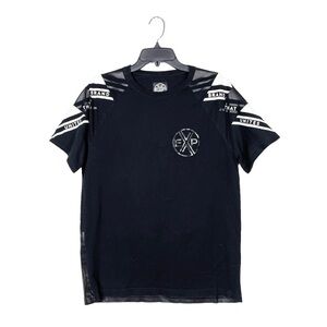 Express Shirt Men Medium Black Spell Out Embossed Graphic Tee Short Sleeve M